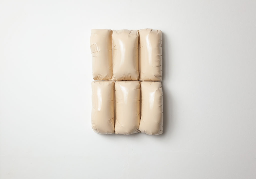 Untitled (cream), 2023, a sculpture in plaster cloth and cardboard