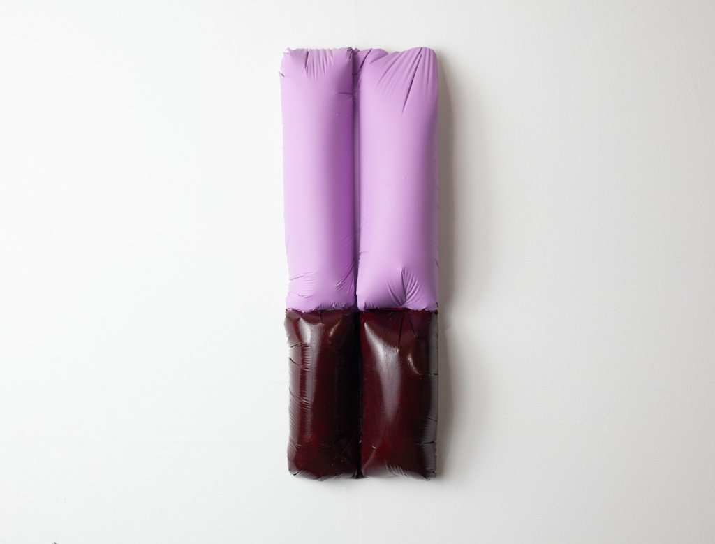 Untitled (lavender, black cherry), 2024, a sculpture in plaster, acrylic and polyurethane