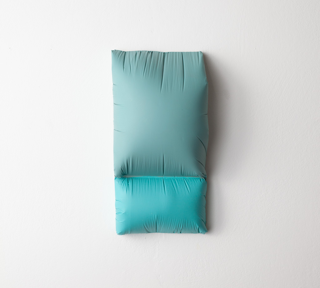 Untitled (blue, green), 2024, a sculpture in plaster and acrylic